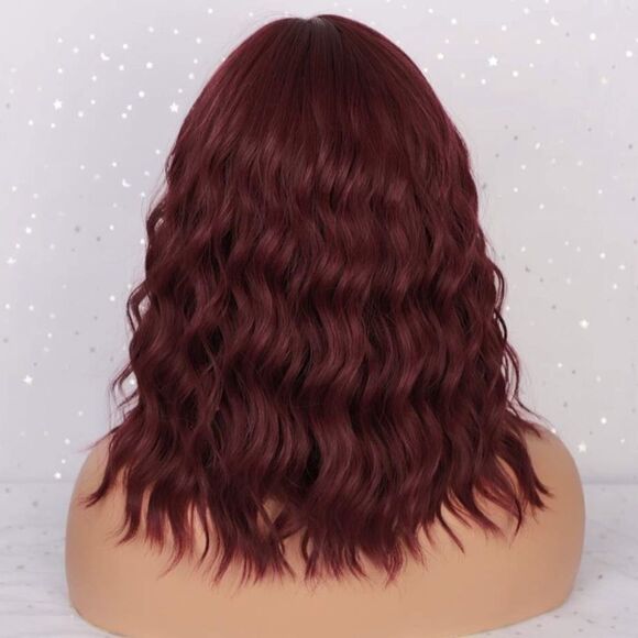 Women Leon Short Wig Synthetic Red wavy - Picture 2 of 6